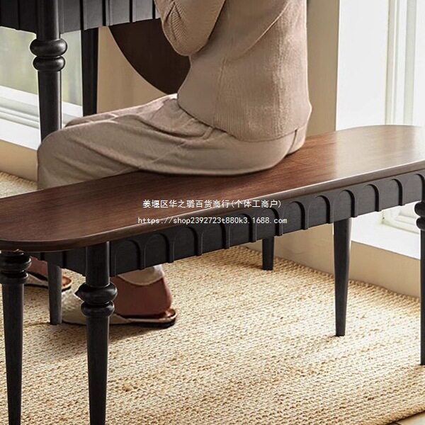 法式复古实木长条餐凳