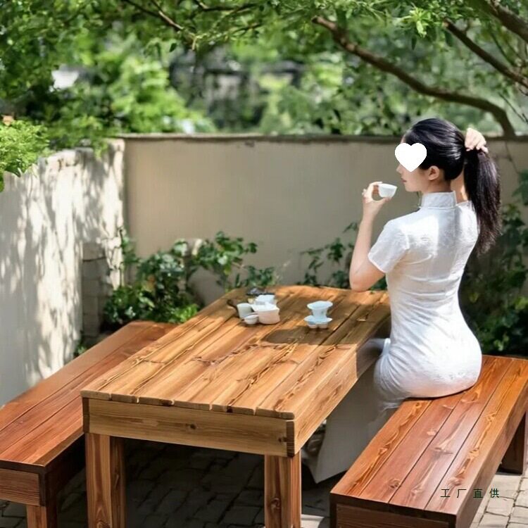 户外桌椅防腐木庭院桌塑木防雨防晒室外露天现代休闲阳台桌椅组合