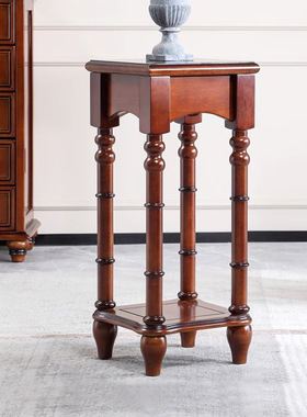 桃花心木美式花架全实木装饰架简约花盆架阳台置物架花几S567