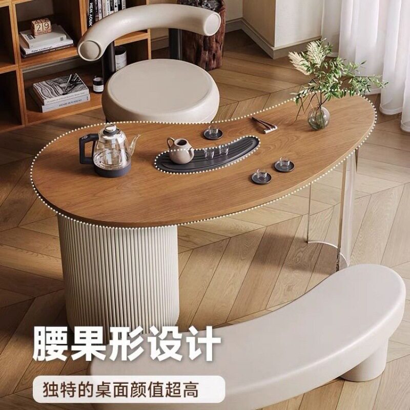 现代简约实木原木阳台桌椅组合家用茶台客厅小户型新款小型泡茶桌