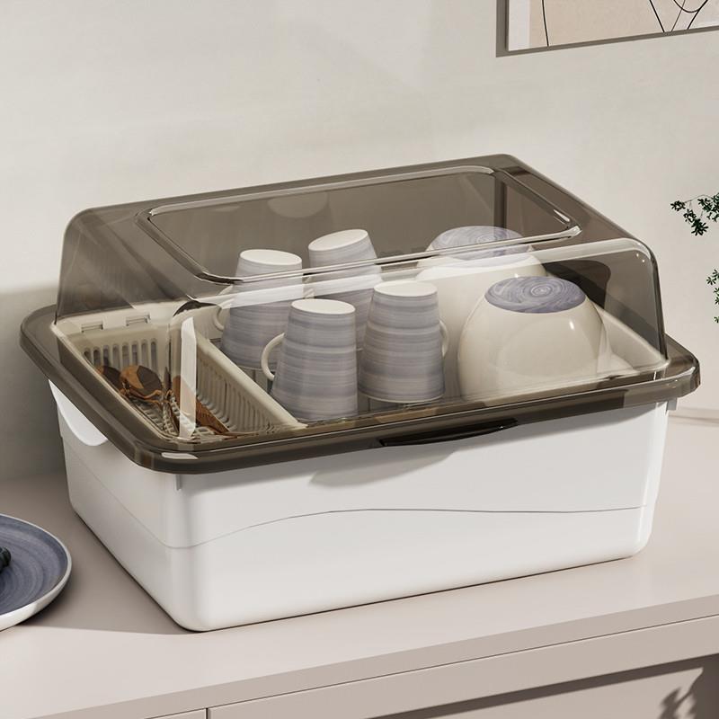 装碗筷收纳箱家用翻盖防尘