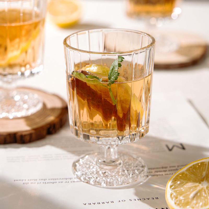 高脚杯红酒杯家用竖条纹子