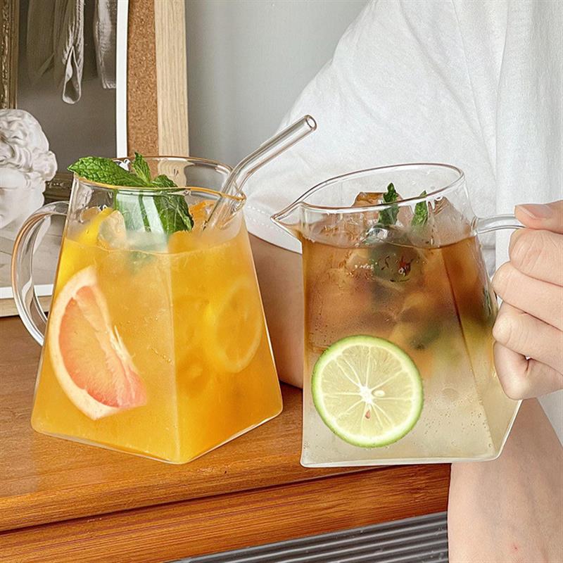 ins大容量带把方形玻璃杯