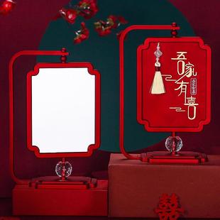 红色喜梳喜镜结婚陪嫁一对新娘嫁妆婚庆用品大全梳子镜子礼盒套装