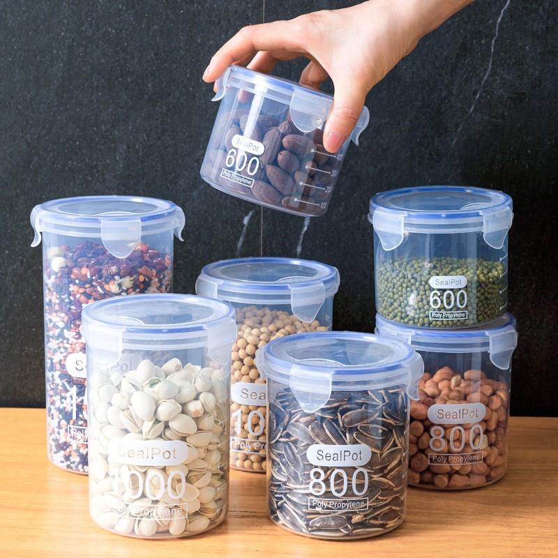茶叶罐大号透明塑料密封罐粉罐茶叶家用罐子厨房五谷杂粮收纳盒储
