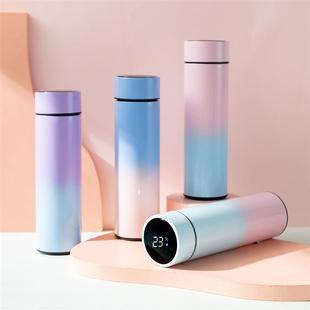 智能保温杯温度杯304不锈钢新款渐变色测温杯商务礼品杯可印LOGO
