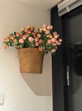 燃气表遮丑挂饰创意自制家用仿真假花高颜值编织篮麻绳管道装饰