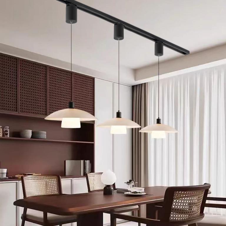 升降款餐厅吊灯中古书房吧台侘寂风复古茶室民宿玻璃滑轨多头吊灯