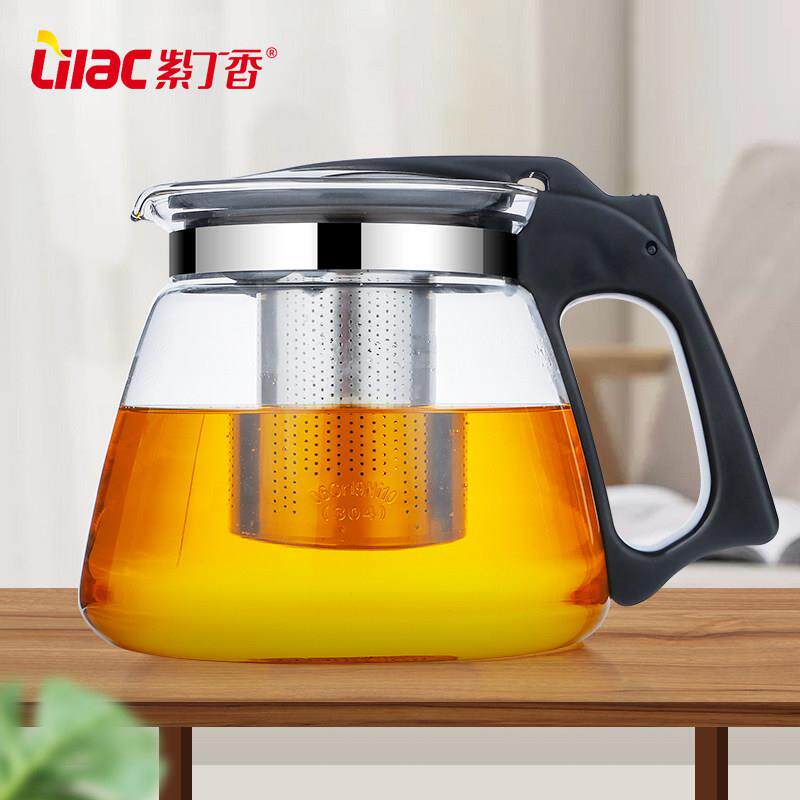 紫丁香茶壶家用耐热玻璃过滤茶吧机花泡茶壶器沏冲水大单壶红茶具