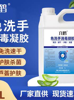 大桶免洗洗手液75%酒精5L桶芦荟消毒免洗凝胶洗手抑菌液补充装