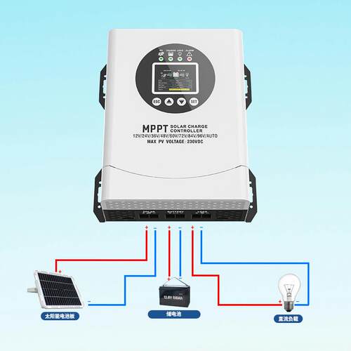 230V输入MPPT太阳能控制器40A60A120A光伏发电全自动12V-96V通用