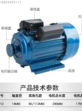 电机220V小型玉米脱粒机电动机两相YL8012 0.55KW高速马达