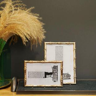 现代简约轻奢金色长方形相框摆台创意客厅卧室装饰像框照片框摆件