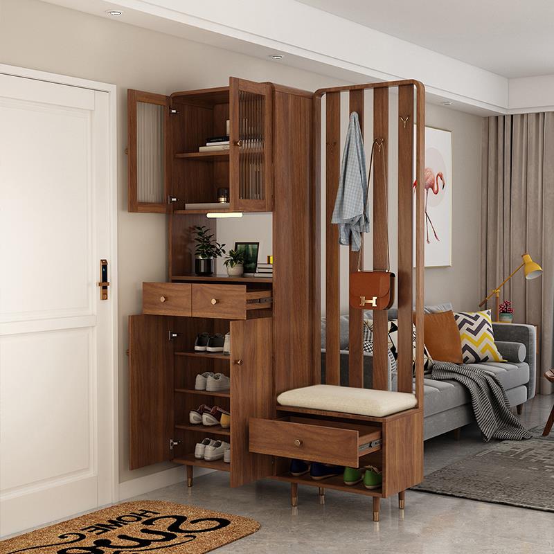 鞋柜家用门口带换鞋凳一体入户玄关柜客厅屏风带挂衣架沙发隔断柜