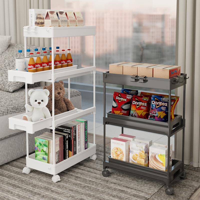 厨房抽拉式置物架卧室多层储物架冰箱夹缝收纳可移动小推车置物架