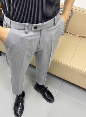 新松紧腰西裤男九分休闲商务长裤