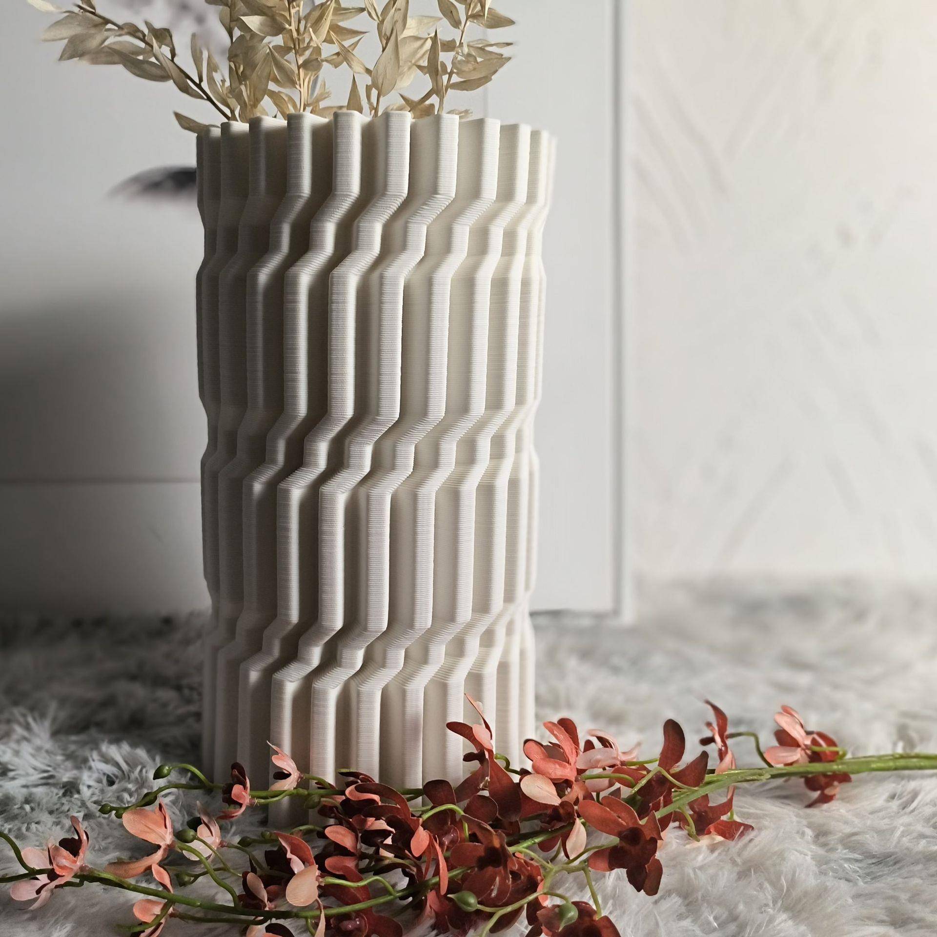 2023款高档陶瓷花瓶3D打印花瓶花束装饰品独特设计电视柜样板简约