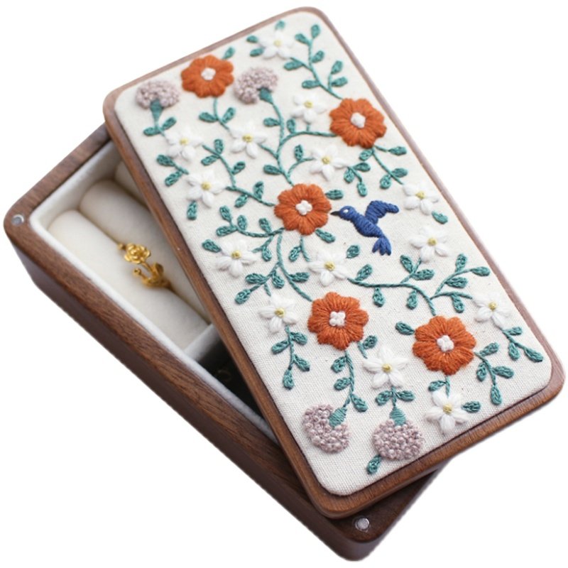 手工diy复古花朵刺绣材料包黑胡桃木首饰盒送闺蜜送长Z辈创意礼物,居家布艺,缝纫DIY材料套装,淘宝优惠券,粉丝福利购,淘宝优惠卷