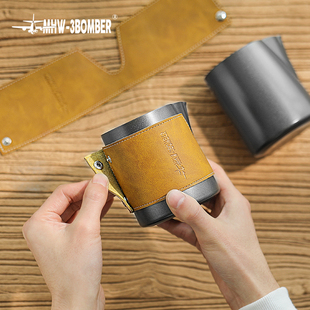 轰炸机拉花缸 h无手柄皮套不锈钢拉花杯咖啡机打奶泡缸咖啡打奶缸