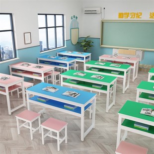 课桌椅校具学生学习桌学校培训桌中小H学辅导双人双层教室补习班