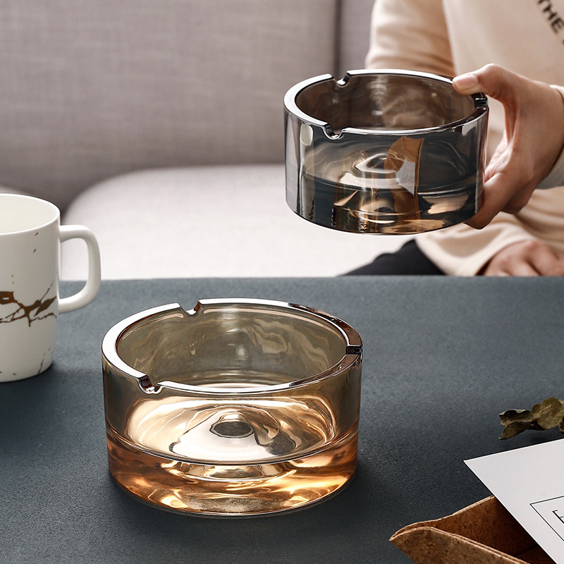 欧式奢华b水晶玻璃烟灰缸高档创意时尚烟缸办公室客厅装饰摆件大