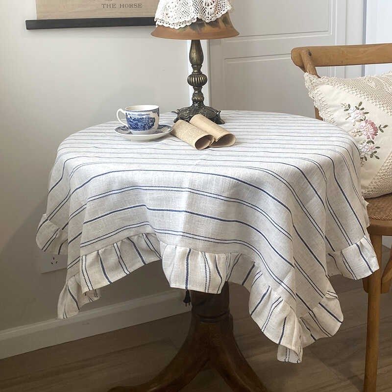 日系棉麻条纹餐桌布侘寂风拍z照背景布圆桌茶几盖布长方形桌布,居家布艺,桌布,淘宝优惠券,粉丝福利购,淘宝优惠卷