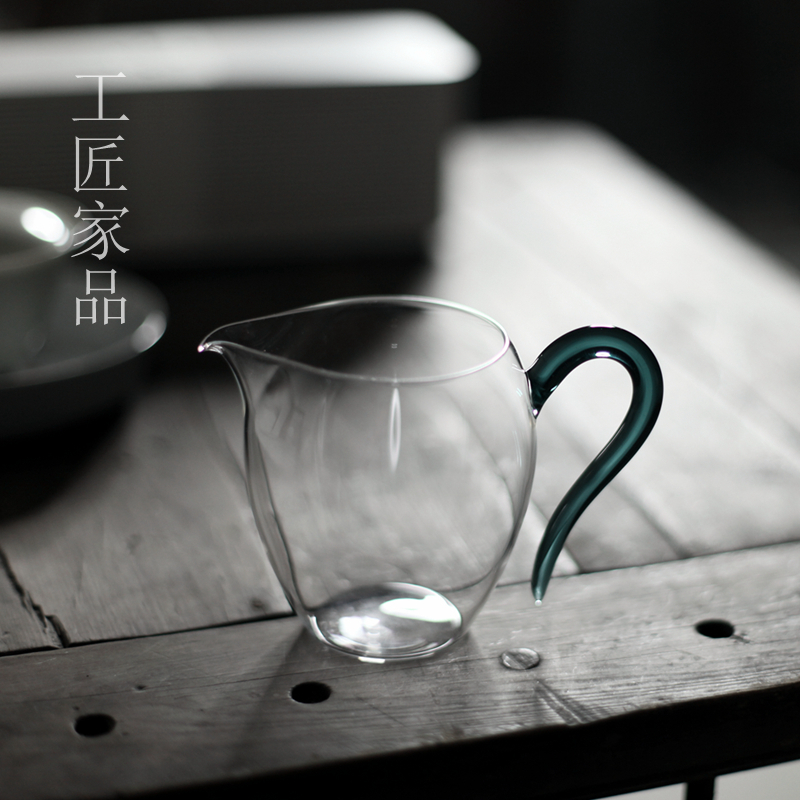 工匠家品《c草堂公道杯》高硼硅玻璃 蛋盅公杯 分茶器带耐高温把