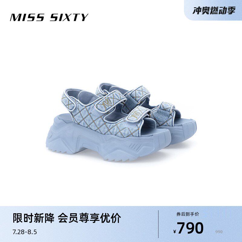 速发t限时新降】Mi Six【y2024春款凉鞋魔术贴露趾厚底松糕鞋