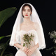 头纱新娘主婚纱结婚白色蕾丝短款 蓬蓬森系超仙领证旅拍拍照道具