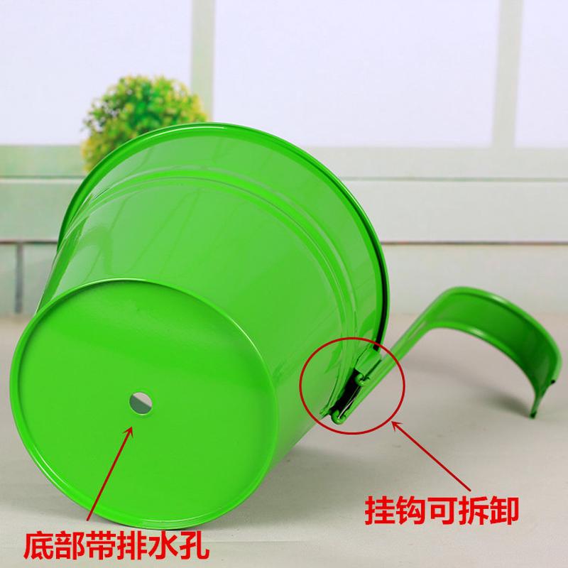 彩色铁皮挂桶小铁桶喷塑桶铁挂桶台挂钩桶挂勾花瓶花桶