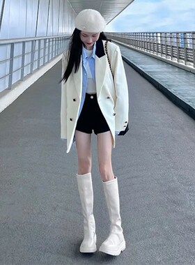 白色休闲小西装外套女秋冬季2024E年新款爆款今年流行职业西服上