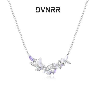 DVNRR紫韵蝶梦 设计师原创紫藤花项链七夕礼物送女友