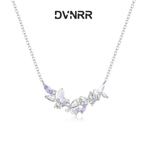 DVNRR紫韵蝶梦 设计师原创紫藤花项链七夕礼物送女友