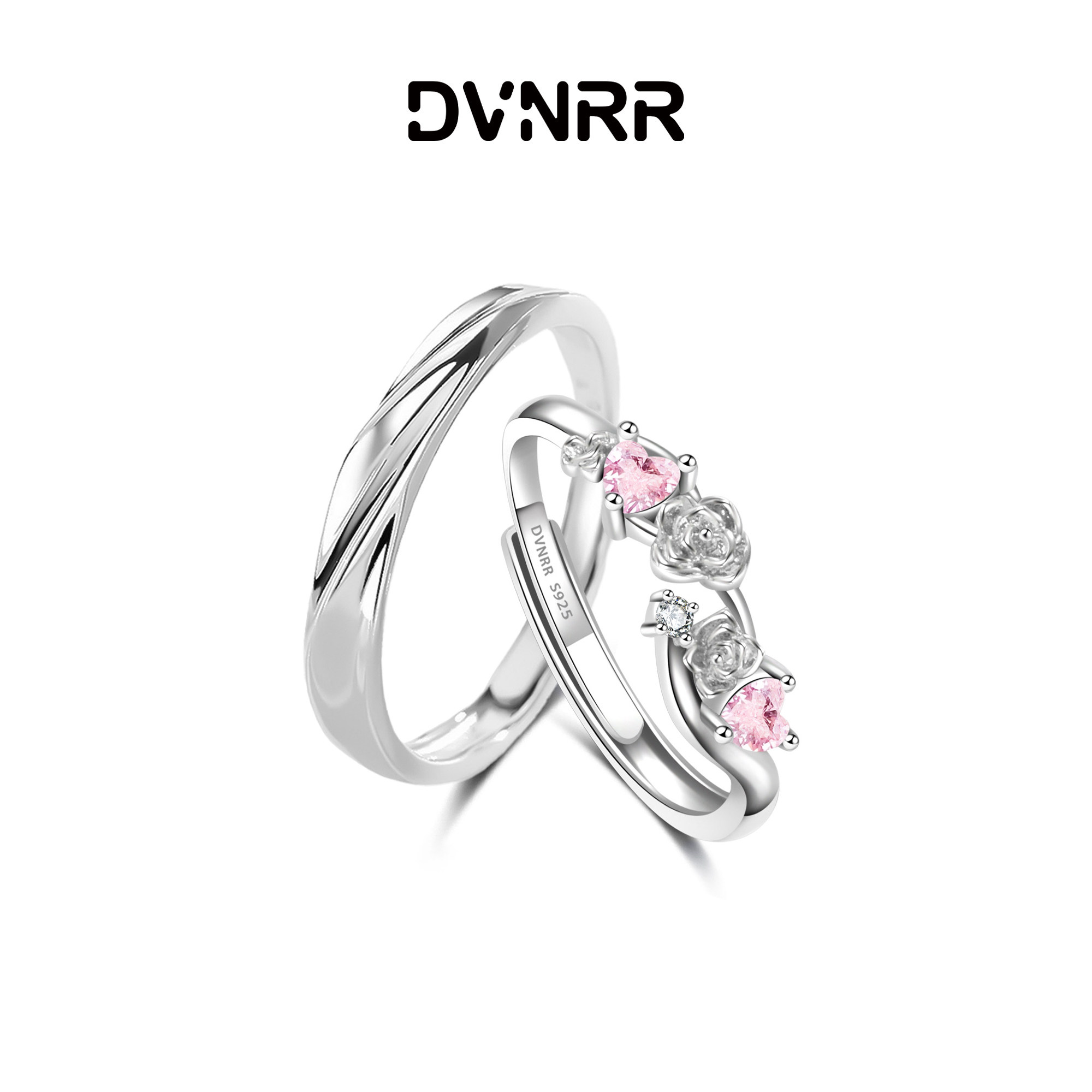 DVNRR心中玫瑰 精致甜美粉钻轻奢日韩轻奢新款S925戒指七夕礼物图片