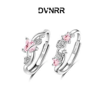 DVNRR玫瑰之心 设计师原创爱心戒指s925银精致甜美礼物