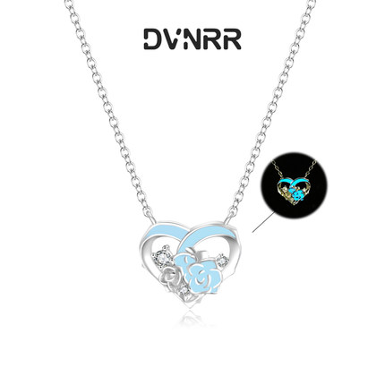 DVNRR玫影心间 设计师原创夜光项链七夕礼物送女友