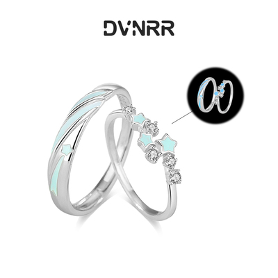 夜光戒指流星雨情侣对戒S925银