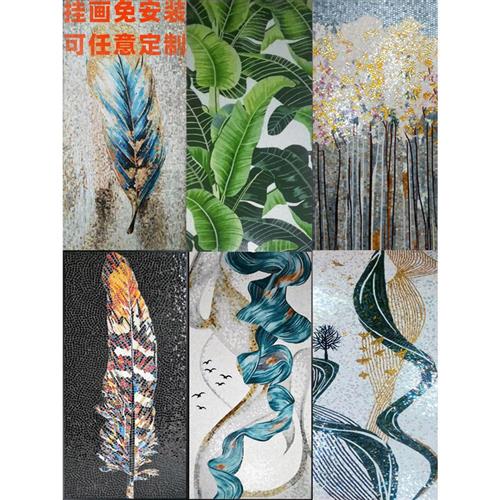马赛克背景墙画剪画拼花玄关装饰画艺术壁画个性定制瓷砖拼图图案图片