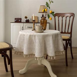 桌布日系ins餐桌布艺家用圆桌餐加厚亚麻桌布茶几盖台布