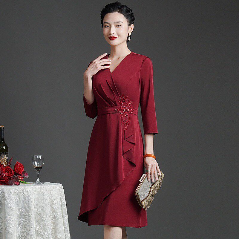 速发喜婆婆婚宴装妈妈礼服喜服平时可穿202春款高端参结婚连衣裙