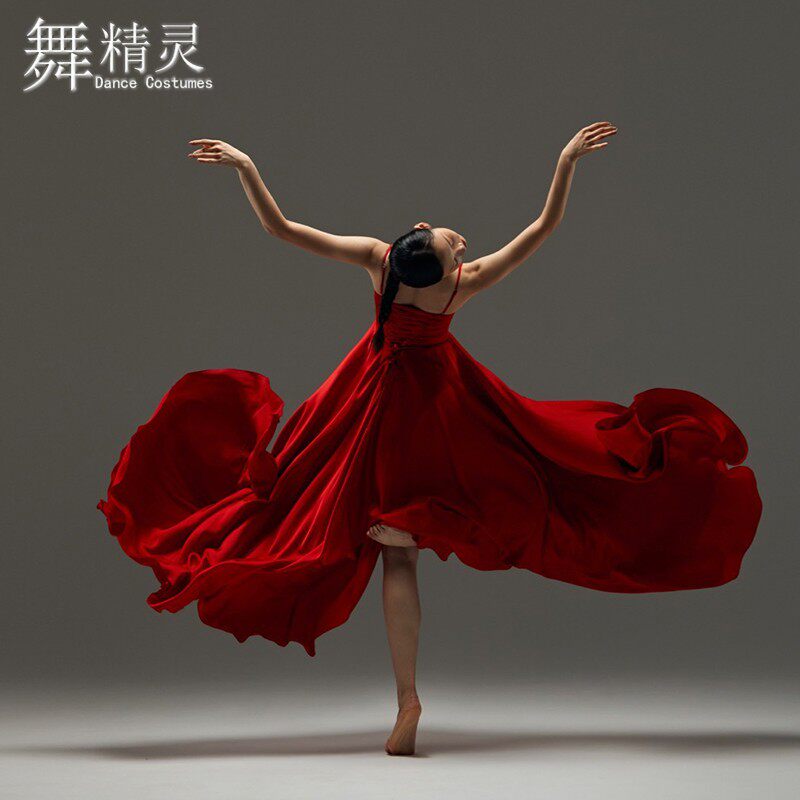速发现代舞裙子飘逸大摆青春时尚长裙当代舞演出服舞蹈练习裙