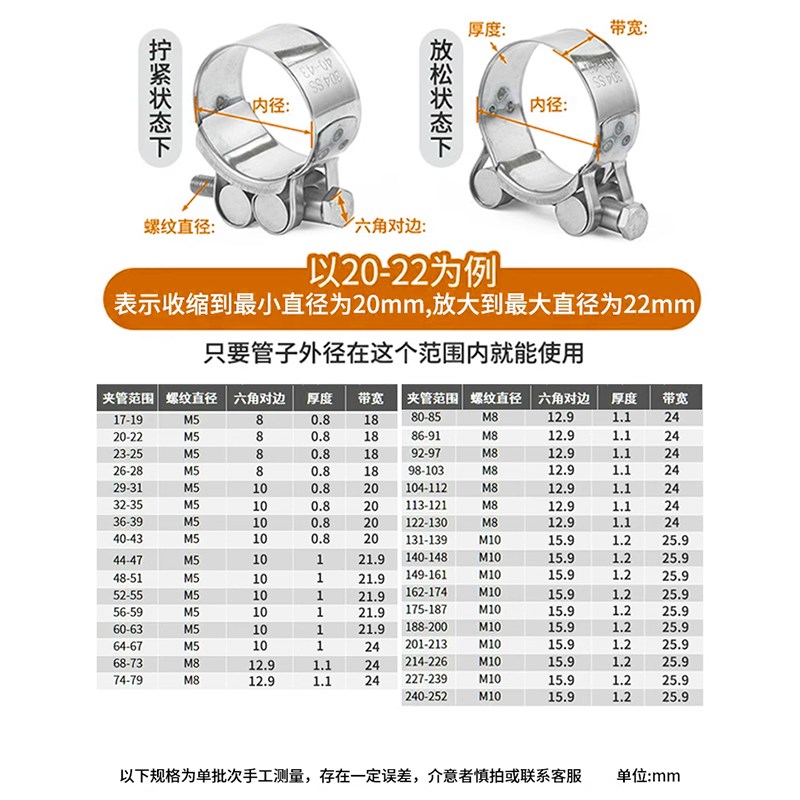 速发04不锈钢水力喉箍卡箍式欧抱箍软管箍管卡强管油管固定管夹