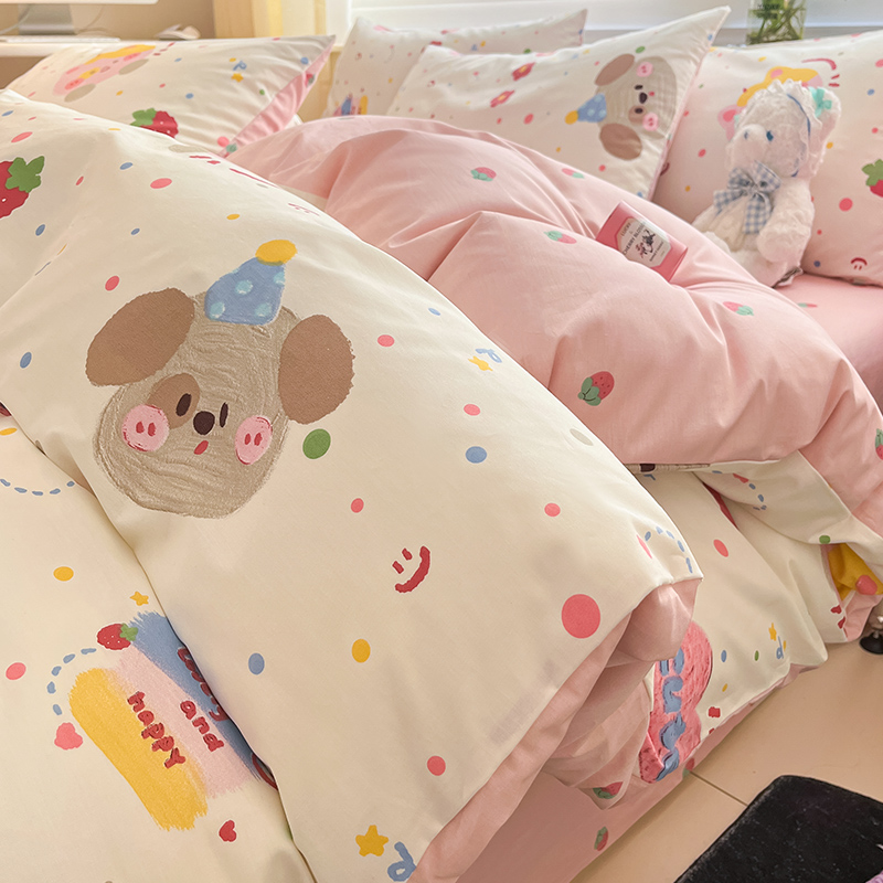 速发全棉x件100单罩150x200被20儿童单人学生宿舍被单三件套