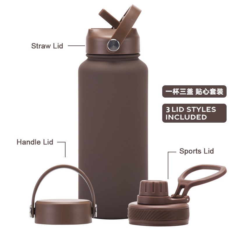 速发杯025新杯不锈钢保温款一2三盖1L大容量水杯便携户外运动水壶