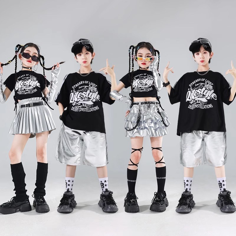 速发儿 童街舞服装男孩hpphio孩装爵士舞套装嘻哈演出服少儿走秀
