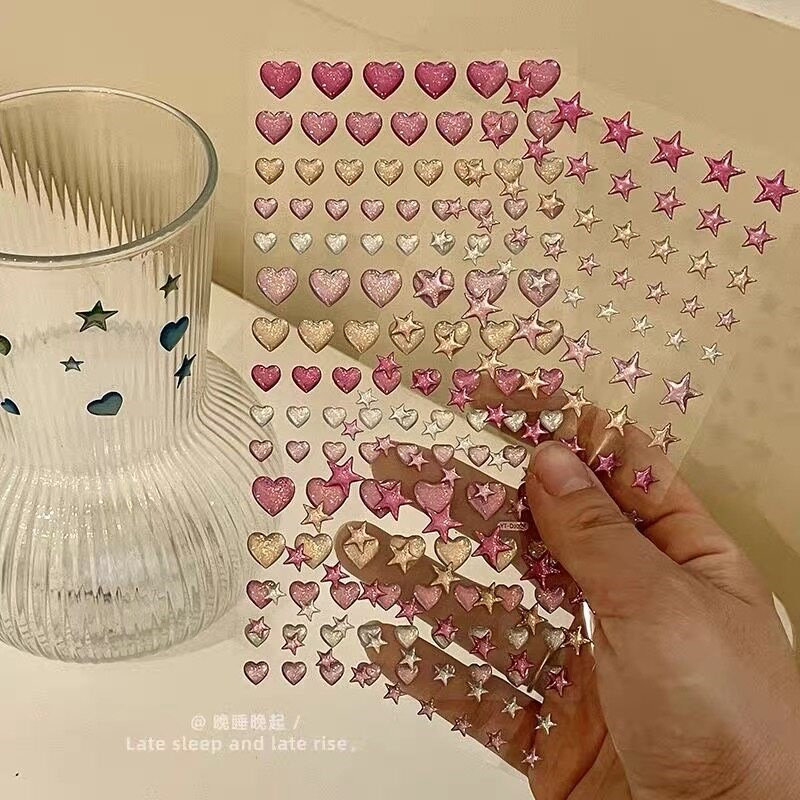 速发美少爱心贴纸立体滴晶贴手机复古装饰妆容贴少贴画