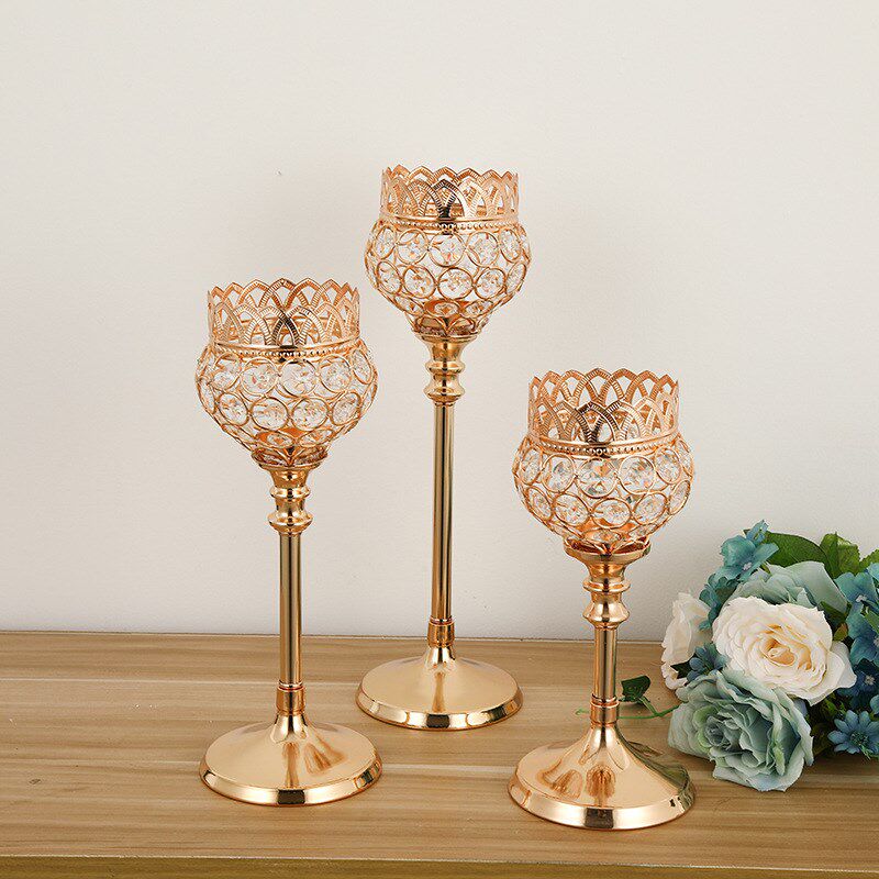 速发厂家直销圣诞金金水欧烛台晶式摆件色属台工艺品客厅摆件直供
