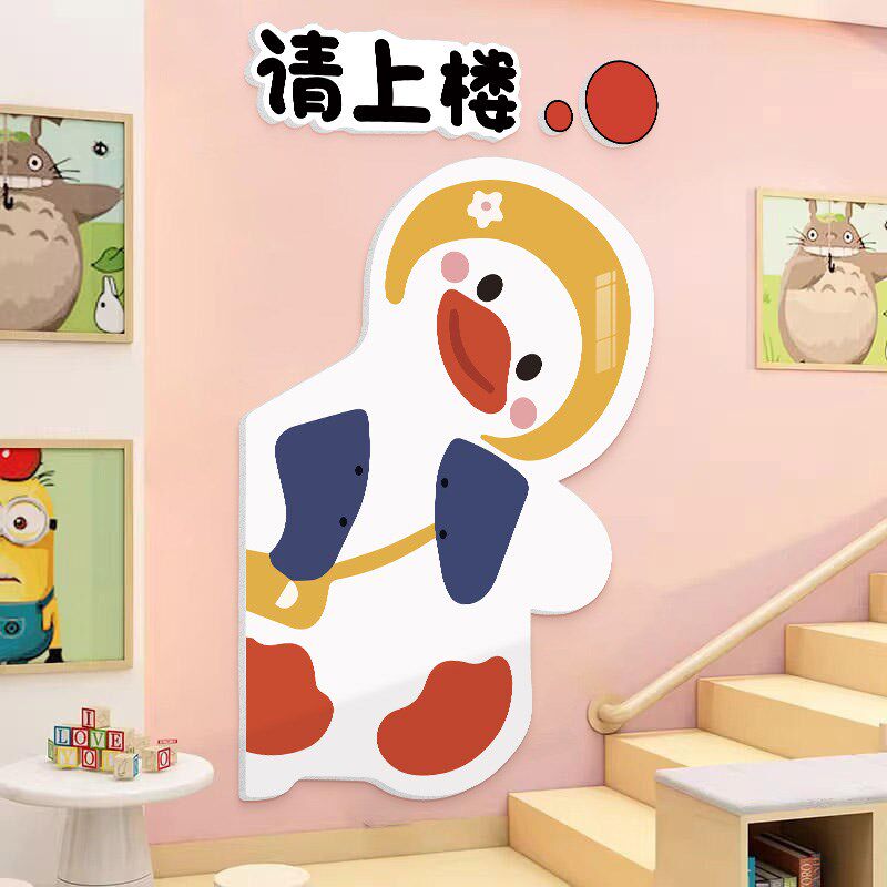 速发幼儿园楼梯墙面装饰绘本馆托管班级走廊指示牌文化环创可爱台