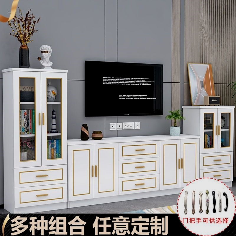 速发高款实木电视柜茶几组合小户型客厅卧室家用落地柜边柜储物柜