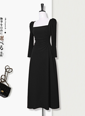 速发赫连风年衣裙法式长袖本会高级感内搭小黑裙礼服长裙早春配大